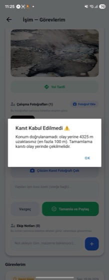 100 metre konum doğrulamalı tamamlama